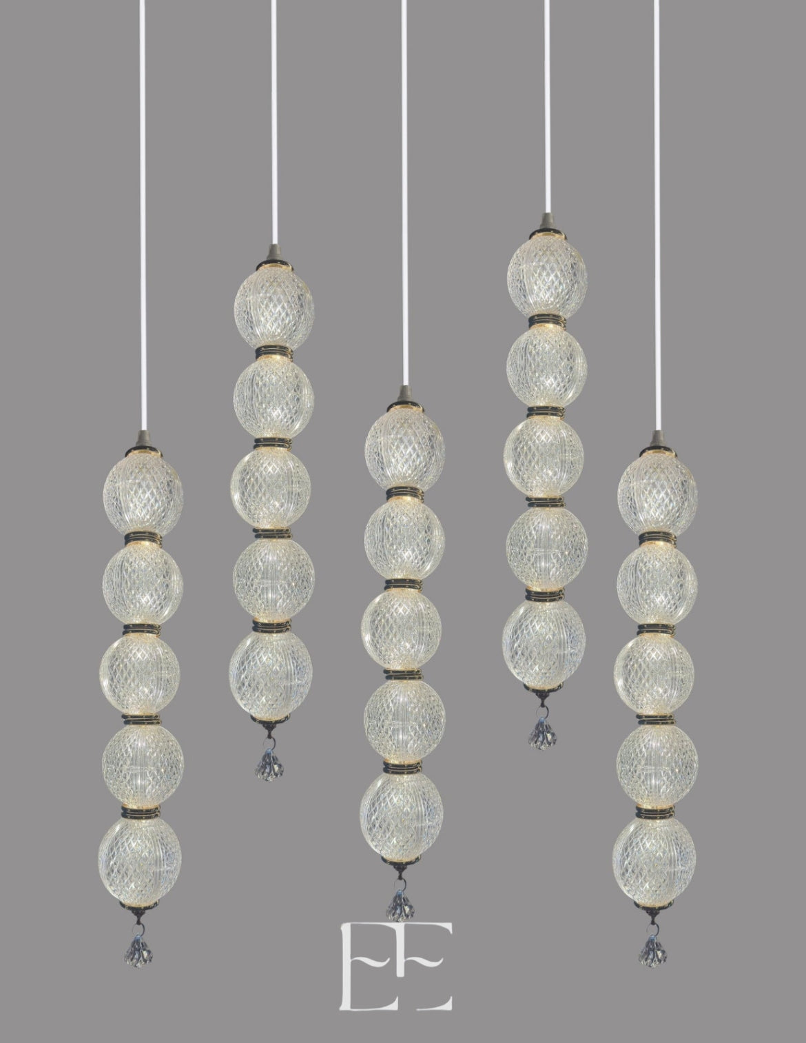 A262 Clear Ball Hanging LED Set of 5