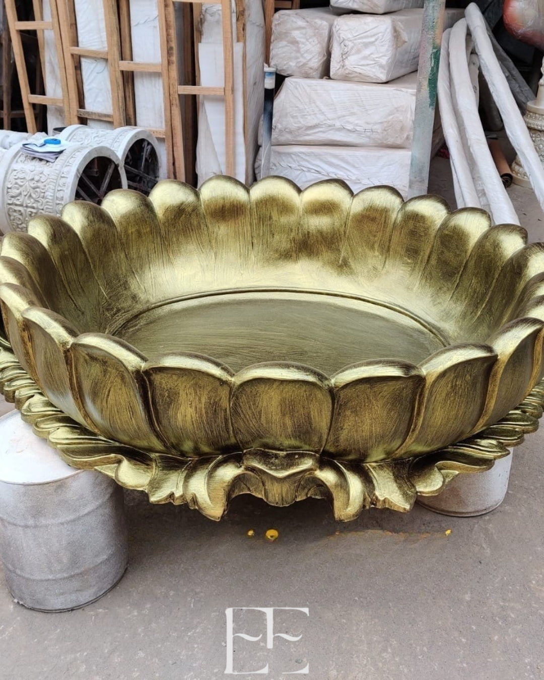 A061 Handmade Fiber Decorative Lotus Urli For Haldi Ceremony Wedding, Unique, Durable