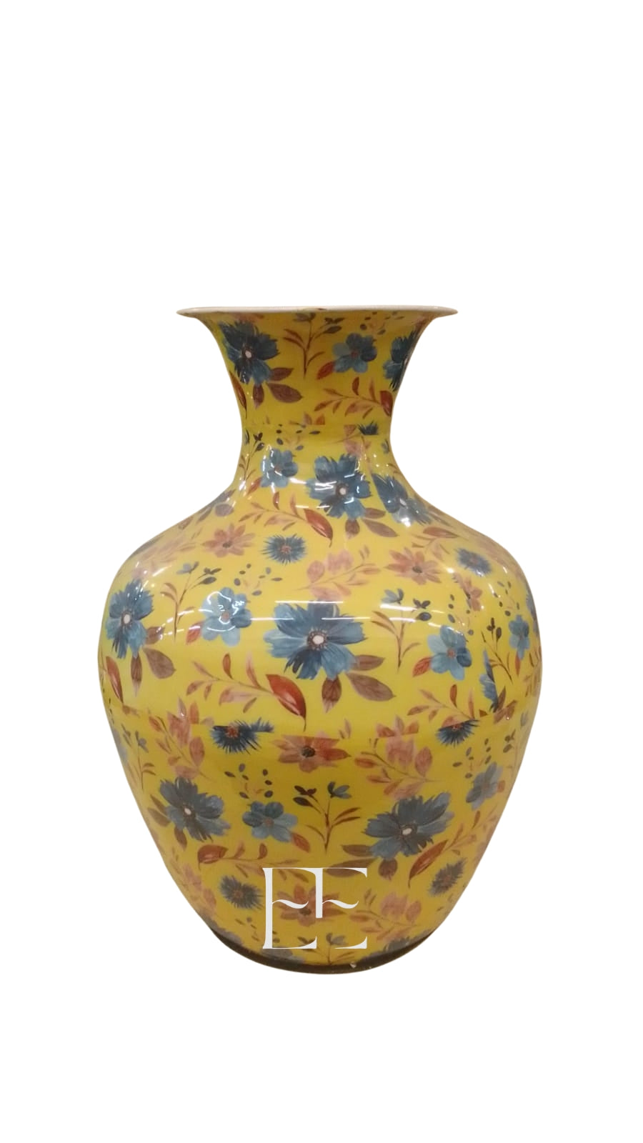 A266 Yellow Floral Metal Vase