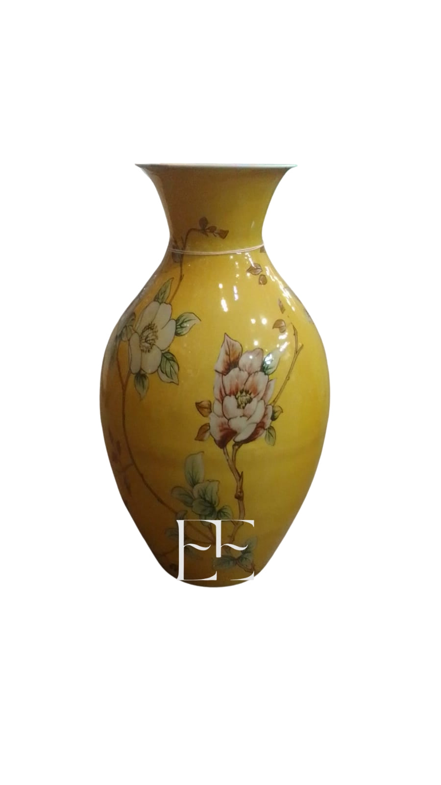 A275 Yellow Floral Metal Vase