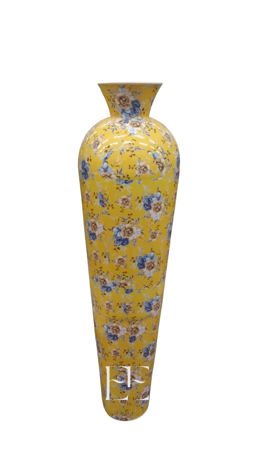 A271 Yellow Floral Metal Vase